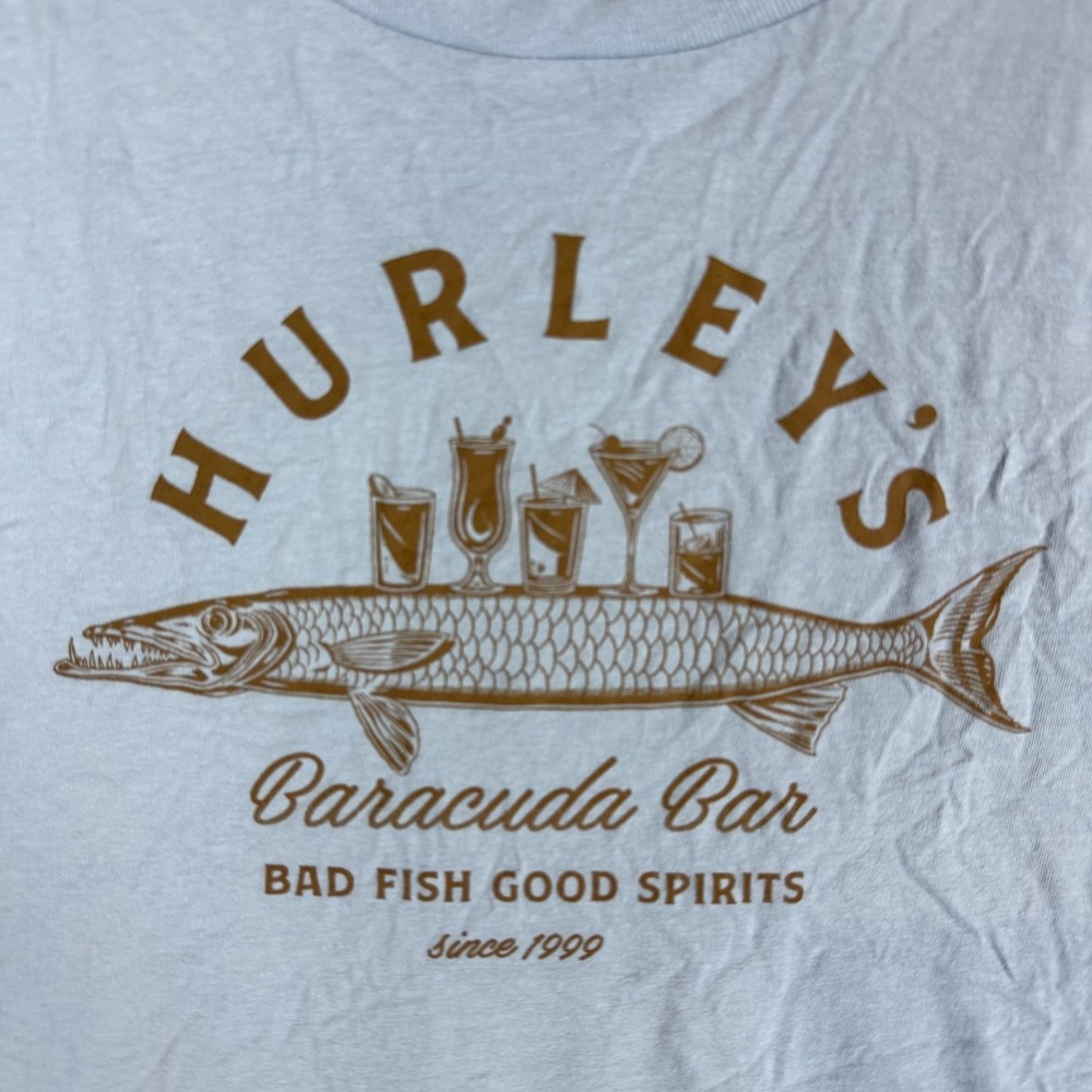 Hurley Shirt Mens XL Blue Baracuda Bar Fish Graphic Tee Tagless Cotton Beach - Picture 4 of 10